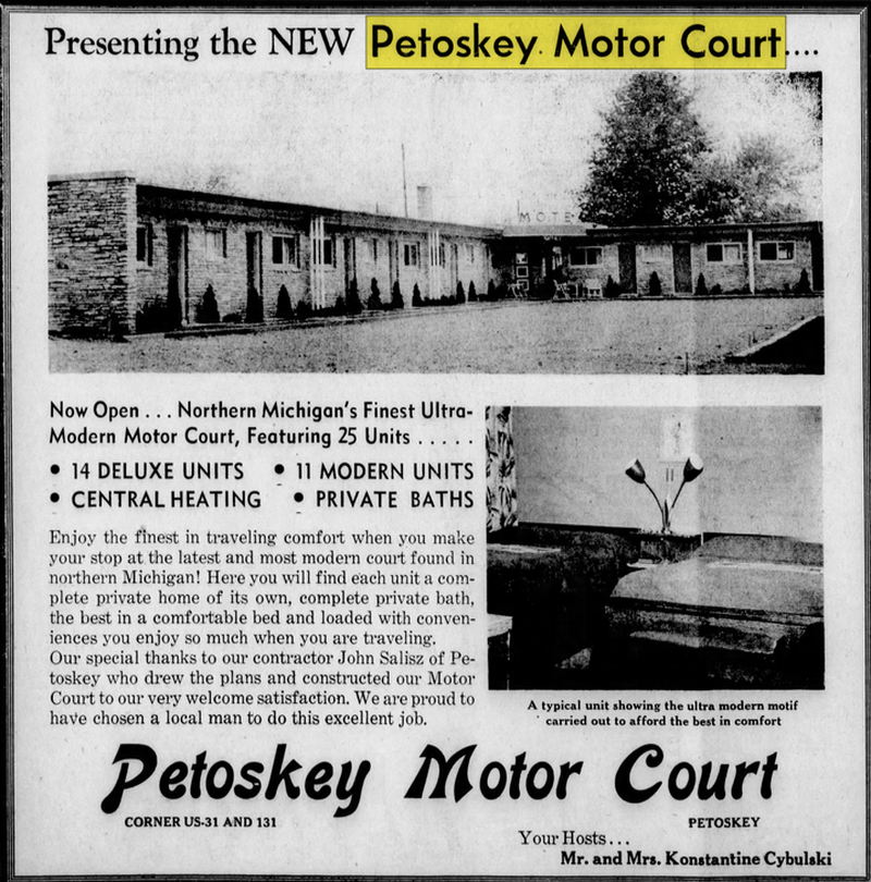 Petoskey Motel (Superior Motel, Petoskey Motor Court) - June 1953 Announcement (newer photo)
